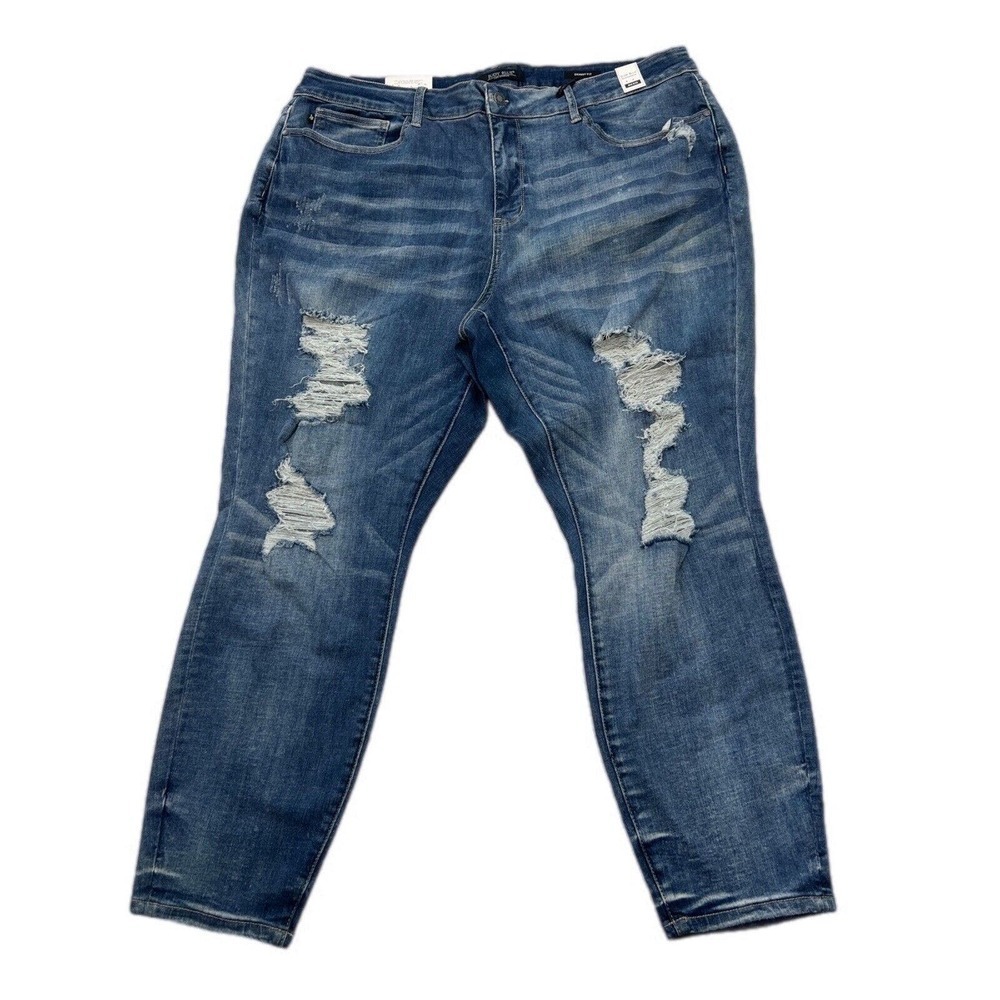 NWT Judy Blue Womens Mid Rise Skinny Fit Jeans Size 24W Distressed Stretch